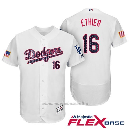 Maglia Baseball Uomo Los Angeles Dodgers 2017 Estrellas y Rayas Andre Ethier Bianco Flex Base